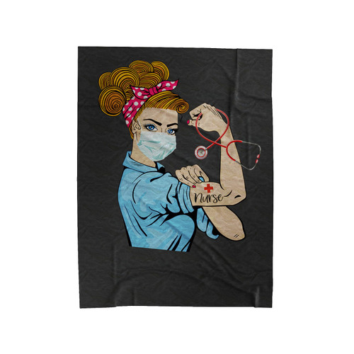 Nurse Rosie The Riveter Girl Velveteen Blanket
