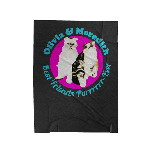 Olivia And Meredith Best Friends Funny Cat Graphic Velveteen Blanket