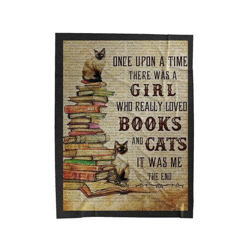Once Upon A Time There Was A Girl Who Really Loved Books And Cats Velveteen Blanket