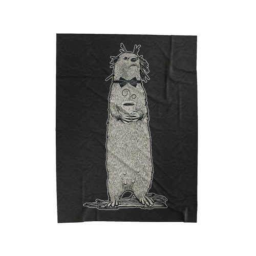 Otter And Coffee Velveteen Blanket