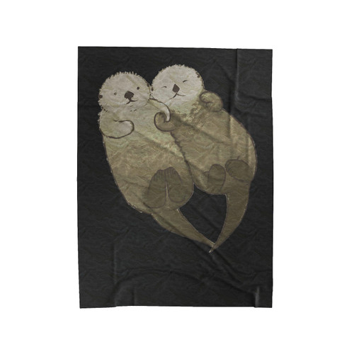 Otters Holding Hands Velveteen Blanket
