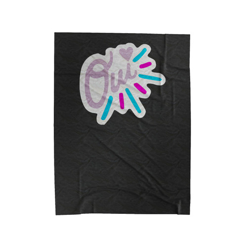 Oui 90's French Word Handlettering Style Printed Velveteen Blanket