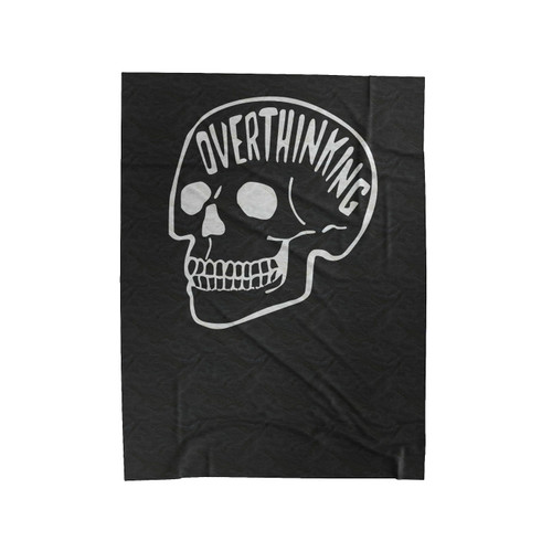 Overthinking Anxiety Anxious Skull Emo Typography Illustration Velveteen Blanket