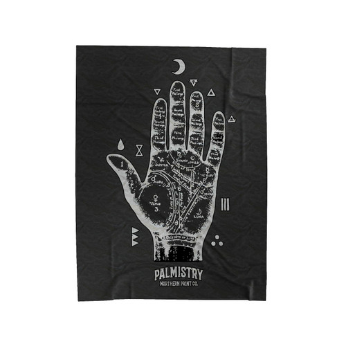 Palmistry Palm Reading Mystic Dark Graphic Occult Goth Style Velveteen Blanket