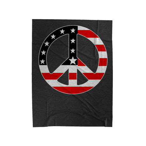 Peace Sign Usa American Flag Velveteen Blanket