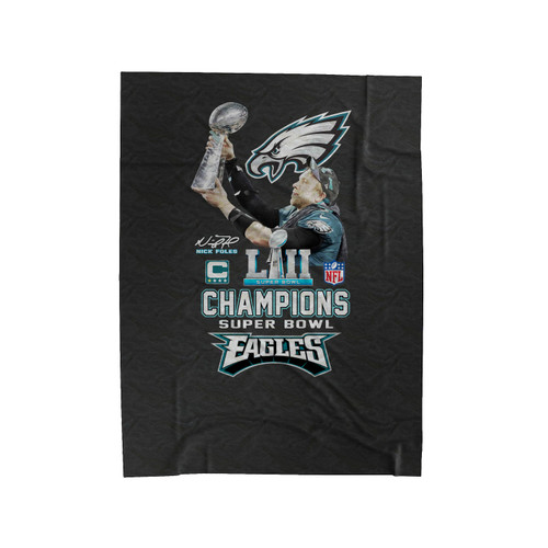 Philadelphia Eagles Super Bowl 52 Nick Foles Trophy Signature Velveteen Blanket