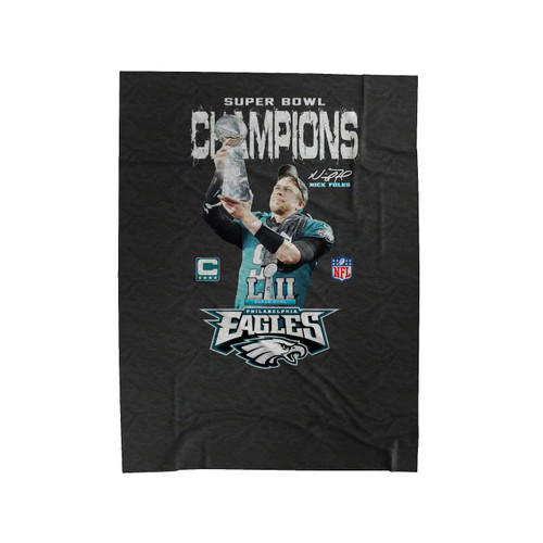 Philadelphia Eagles Winner Nick Foles Signature Champions Super Bowl 2018 Velveteen Blanket