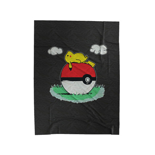 Pika Play With Pokeball Velveteen Blanket
