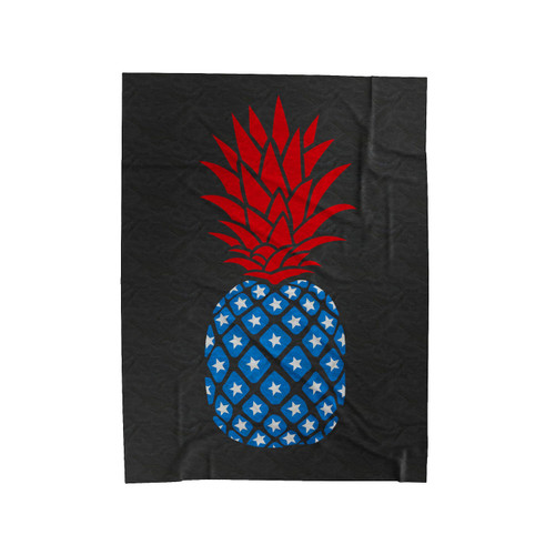 Pineapple Red White And Blue Velveteen Blanket
