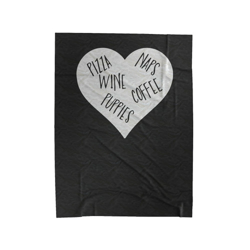 Pizza Wine Puppies Naps Coffee Velveteen Blanket