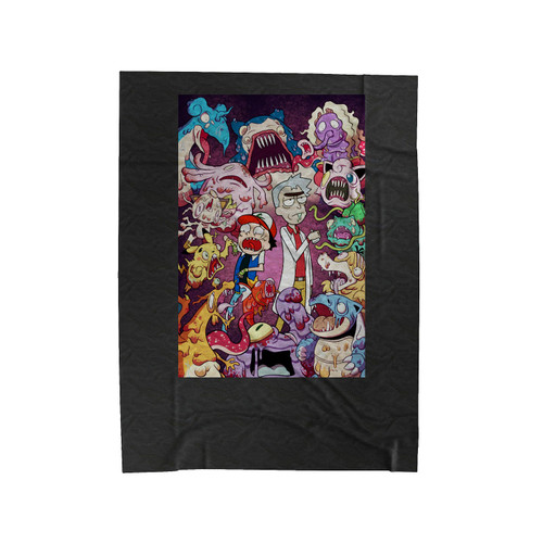 Pokemon Rick & Morty Parody Funny Gaming Team Valor Mystic Instinct Pokemon Go Velveteen Blanket