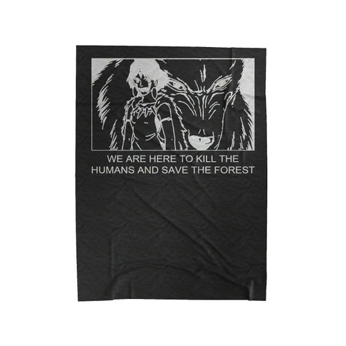 Princess Mononoke Kill The Humans Studio Ghibli Ringer Velveteen Blanket