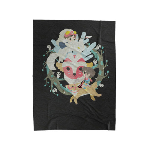 Princess Mononoke San And Ashitaka 1 Velveteen Blanket