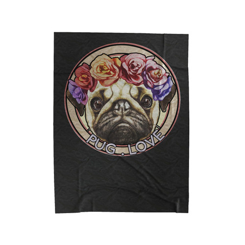 Pug Love With Flower Velveteen Blanket