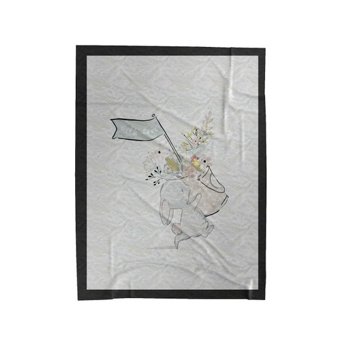 Rabbit Flowers With Love Velveteen Blanket