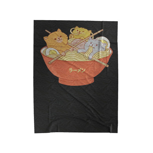 Ramen Noodles And Cats Velveteen Blanket
