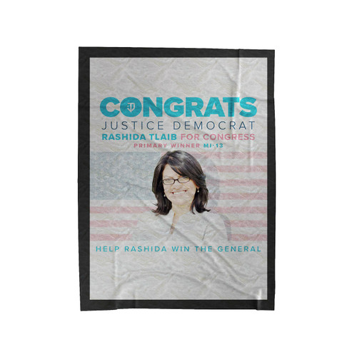 Rashida Tlaib Justice Democrat Velveteen Blanket