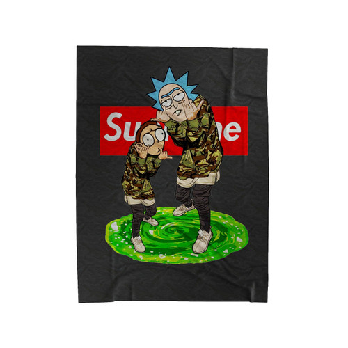 Red Box Logo Rick And Morty Army Velveteen Blanket