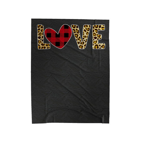 Red Buffalo Plaid & Leopard Heart Love Velveteen Blanket