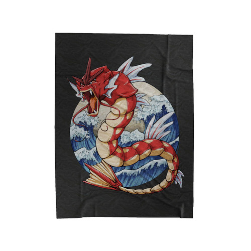 Red Gyarados Wave Kawaii Art Velveteen Blanket