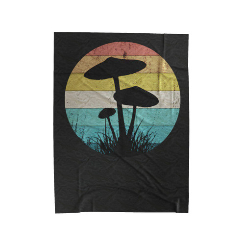 Retro Psychedelic Mushroom Shrooms Velveteen Blanket