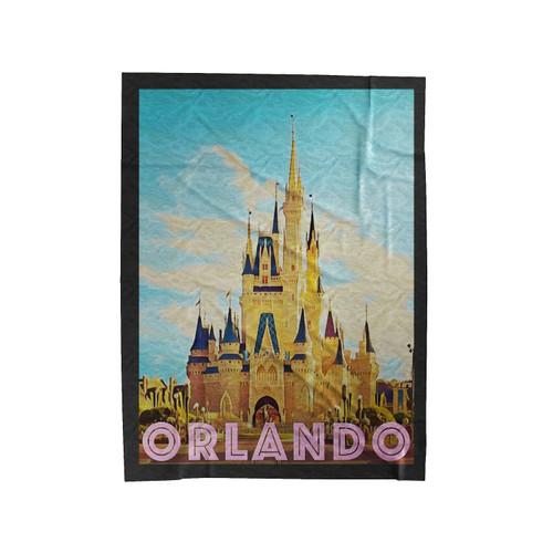 Retro Vintage Style Travel Walt Disney World Orlando Velveteen Blanket