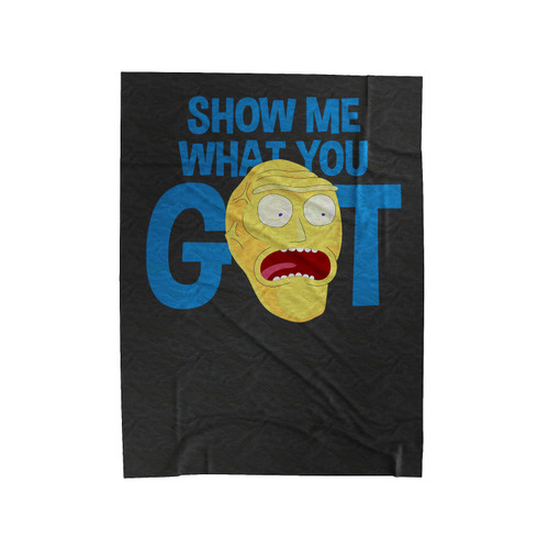 Rick And Morty Giant Head Show Me What You Got Velveteen Blanket