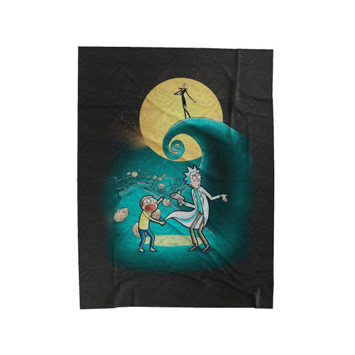 Rick And Morty Portal Nightmare Before Christmas Velveteen Blanket