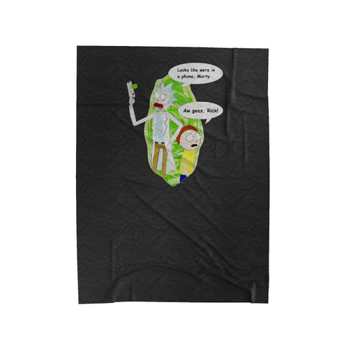 Rick And Morty We're In A Phone Velveteen Blanket