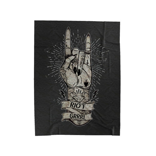 Riot Grrrl Fist Illustration Velveteen Blanket