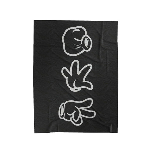 Rock Paper Scissors Mickey Hands Velveteen Blanket