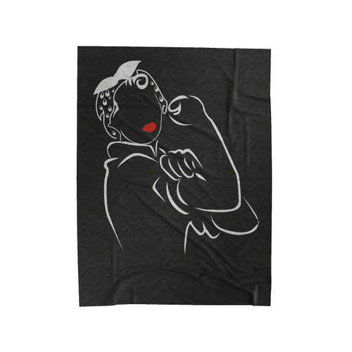 Rosie The Riveter Strong Girl Velveteen Blanket