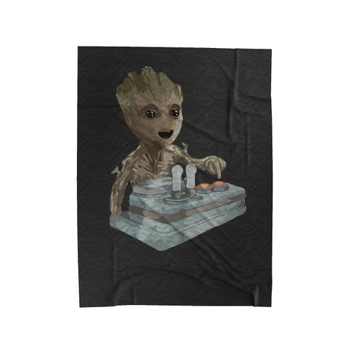Save The Galaxy Cartoon Hand Drawn I Am Groot Guardians Of The Galaxy Velveteen Blanket
