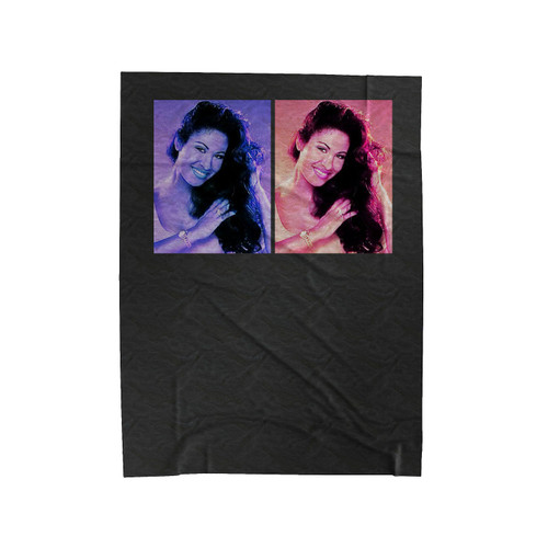 Selena Quintanilla Anything For Selena Reina De La Cumbia Blue And Red Velveteen Blanket