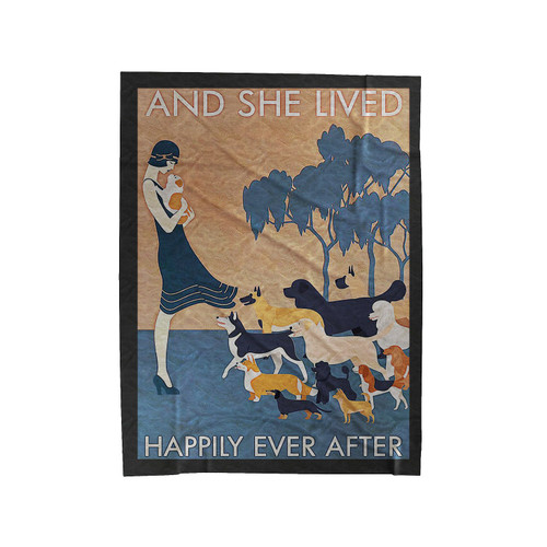 She Lived Happily Ever After Dog Vintage Velveteen Blanket