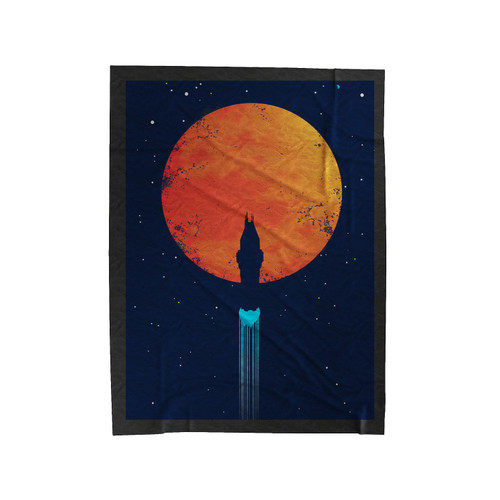 Silhouette Rocinante In Front Of Mars Velveteen Blanket