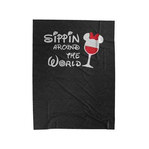 Sipping Around The World Minnie Mickey Mouse Wine Glass Disney's Epcot Food And Wine Festival, Disney Sparkle Drink Drank Drunk Velveteen Blanket
