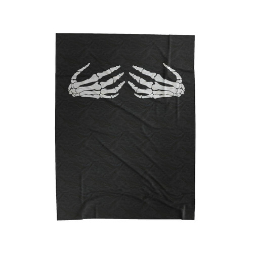 Skeleton Hands On Boobs Funny Goth Halloween Bones Velveteen Blanket