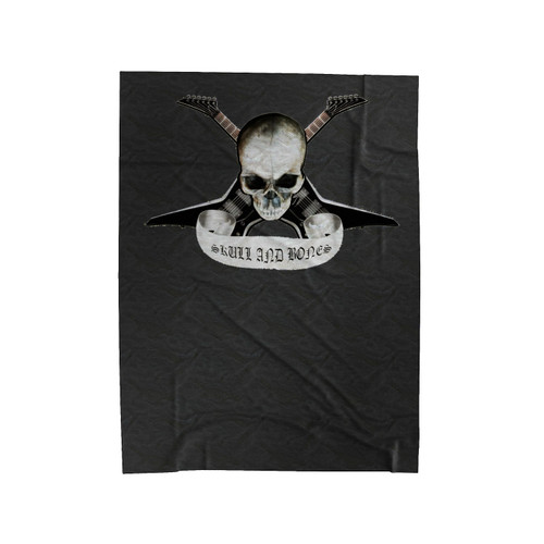 Skull And Bones Guitar Velveteen Blanket