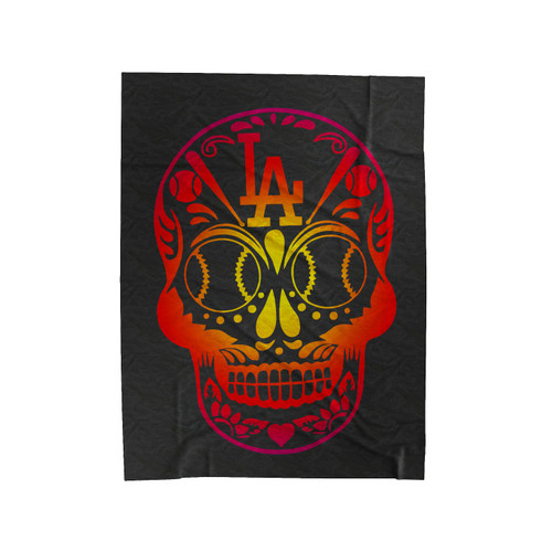 Skull Los Angeles Dodgers Dia De Los Muertos Skull Velveteen Blanket
