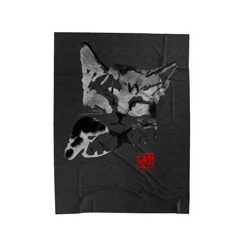 Sleeping Cat 1 Velveteen Blanket
