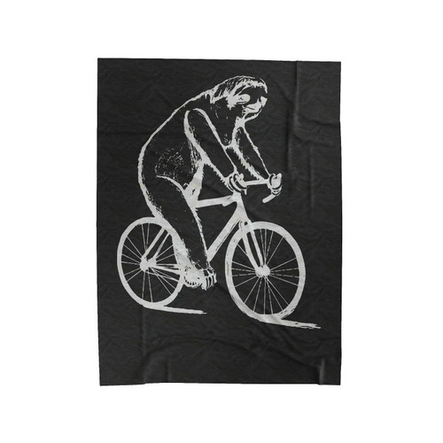 Sloth On Bicycle Velveteen Blanket