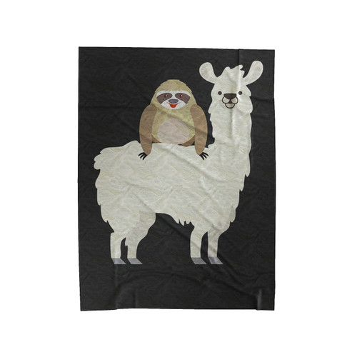 Sloth Riding Llama Velveteen Blanket