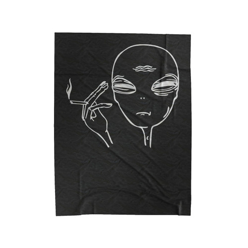 Smoking Alien Tired Of Humans Velveteen Blanket