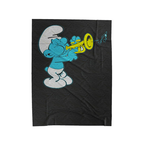 Smurf Playing Horn Trumpet Cute Velveteen Blanket