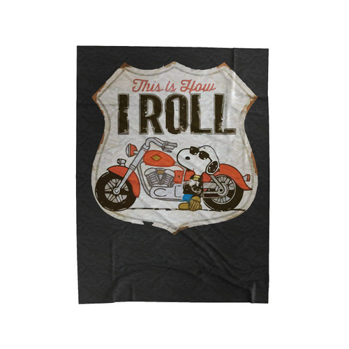 Snoopy Joe Cool Loves Motorcycles Velveteen Blanket