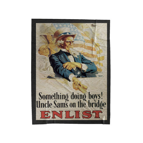 Something Doing Boys! Uncle Sam's On The Bridge Velveteen Blanket