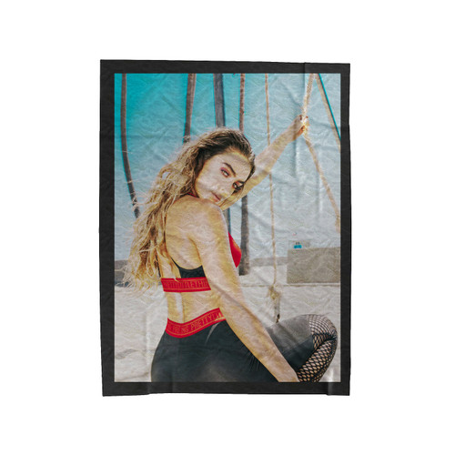 Sommer Ray Model On The Beach Velveteen Blanket