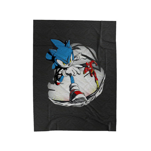 Sonic And Flash Versus Run Velveteen Blanket