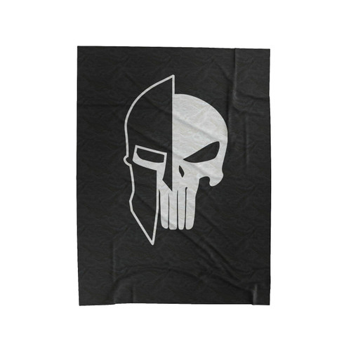 Spartan Helmett And Skull Velveteen Blanket
